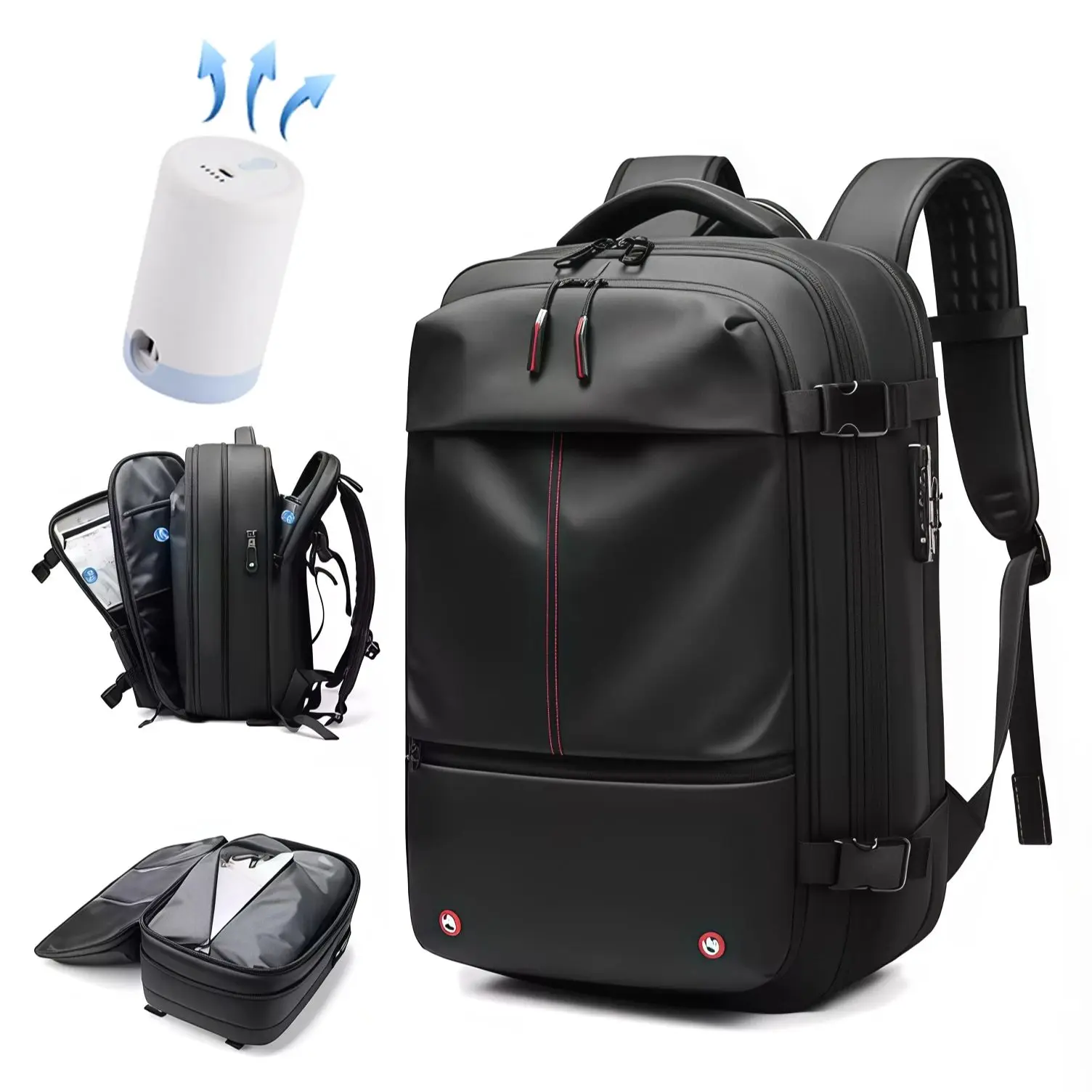 Мужской дорожный рюкзак с вакуумной компрессией, 17-дюймовый рюкзак для ноутбука, деловой школьный рюкзак большой вместимости, расширенный походный рюкзак