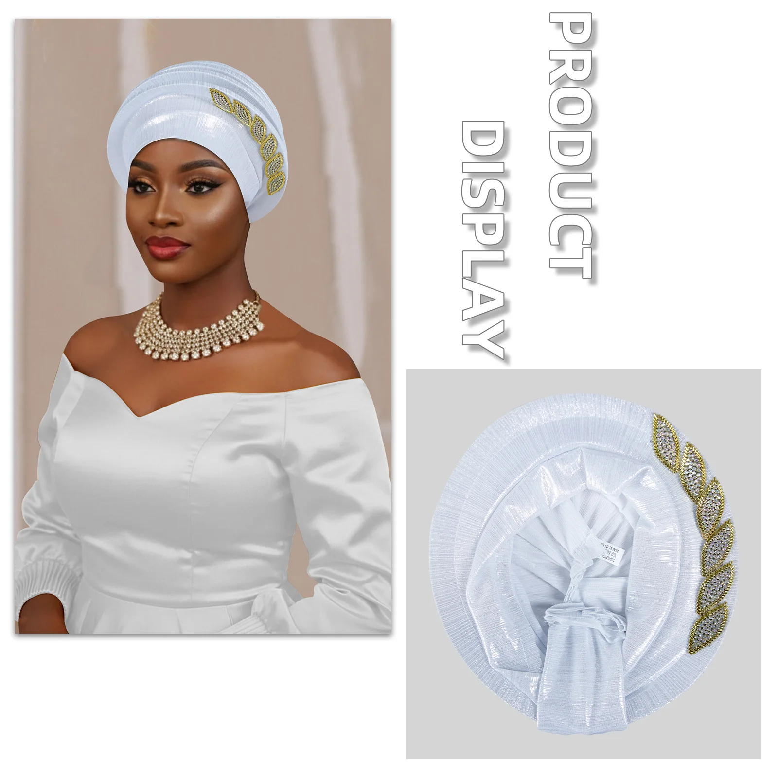 

African Headtie Already Made Diamonds Spiral Beret Turban Cap Nigerian Wedding Gele Female Head Wraps Party Headgear Hijab Hat