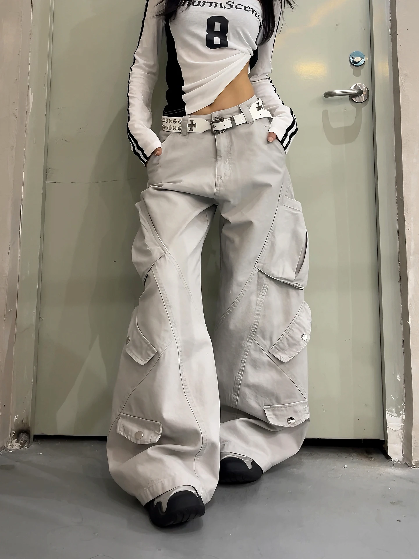 

DoubleD American Workwear Sle Loose Wide Leg Pants Multiple kets ex Casual Trousers Trendy Knife ape Pants