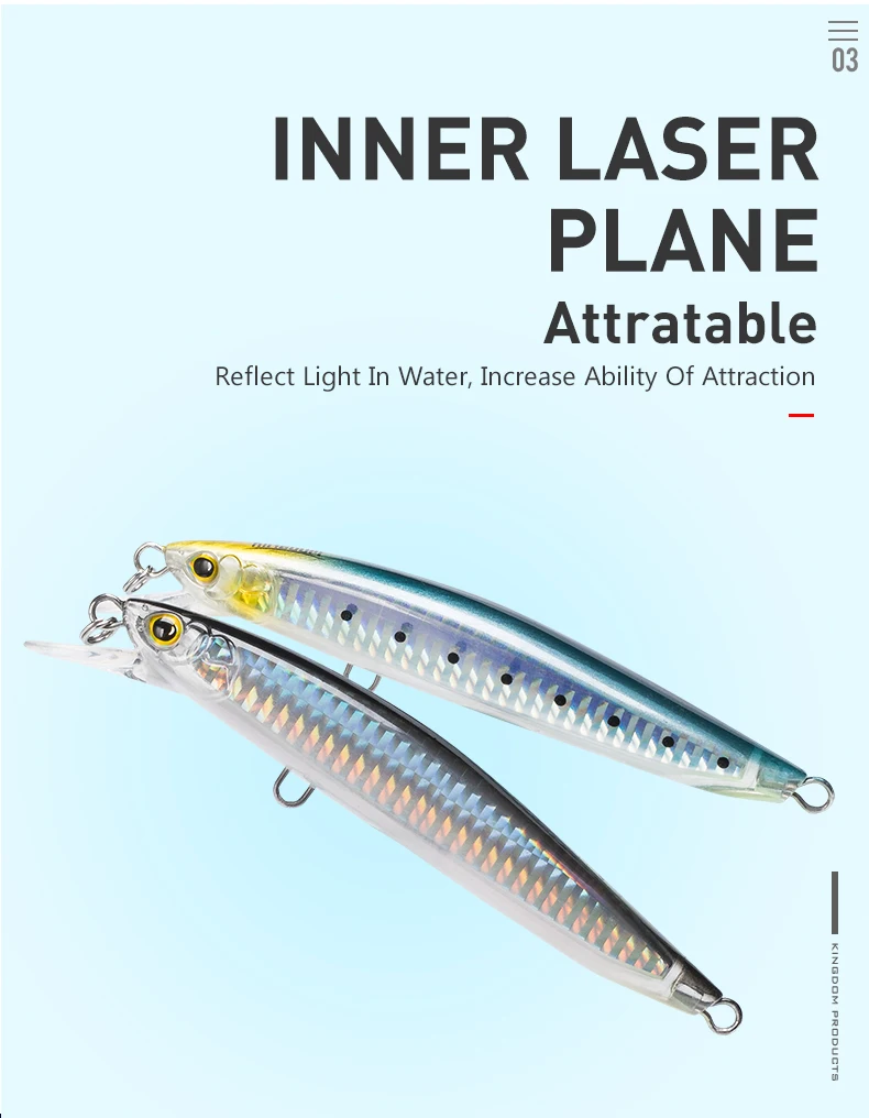 Kingdom Schwimmender Minnow-Angelköder 120mm 23g 130mm 30g Künstlicher Meeres-Angelköder Harter Wobbler für Barsch Forelle Salzwasser-Angeln – Detail 6