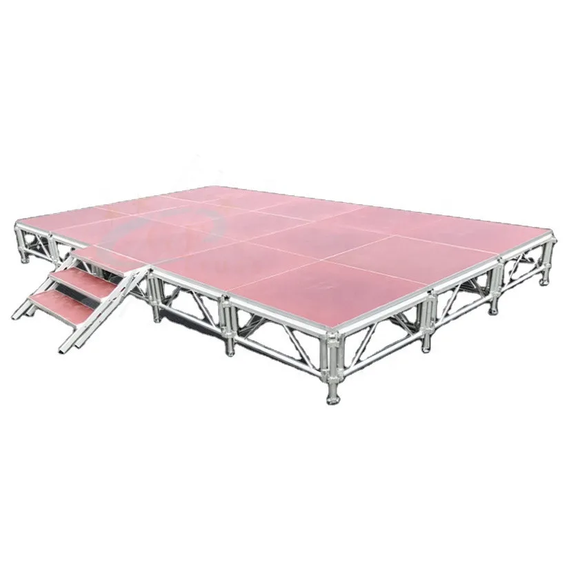 Outdoor Events Customized Red Color Aluminum Portable Stage Equipment with Stairs