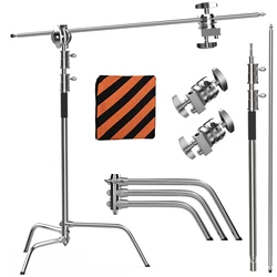 Soporte de luz plegable de acero inoxidable de 2,6 M/8,5 pies, trípode, pierna mágica, soporte en C para fotografía para foco, Softbox, estudio fotográfico