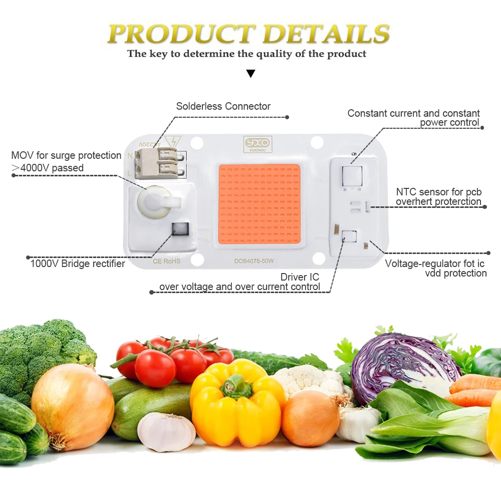 Imagem -05 - Chip de Lâmpada Led Cob 5w 20w 30w 50w 220v 110v Entrada Inteligente Driver ic Compatível com Faça Você Mesmo Holofote de Led Luz Branca Fria Quente