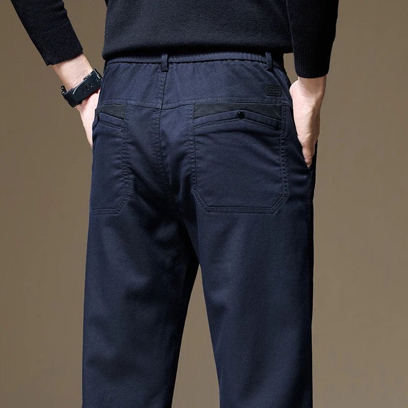

Brand Clothing Autumn Winter Lyocell Fabric Casual Pants Men Thick Business Straight Fashion Solid Color Chinos Trousers Male
