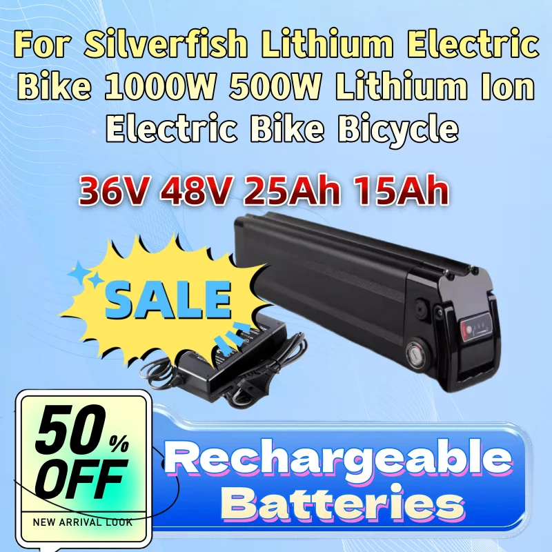 

In Stock 36V 48V 25Ah 15Ah 18650 Battery Pack For Silverfish Lithium Electric Bike 1000W 500W Lithium Ion Electric Bike Bicycle