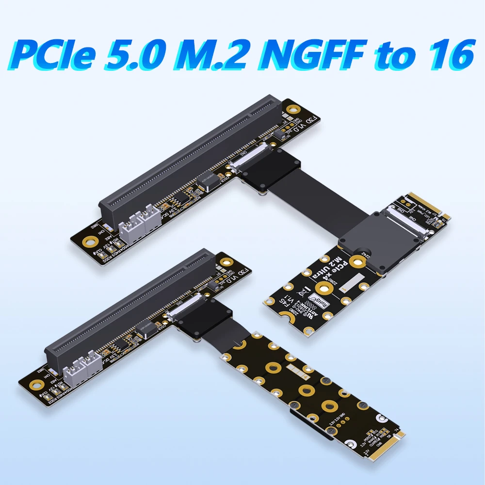 

M.2 NVMe Key M к PCI-E 5.0 X16 Удлинительный кабель для видеокарты FFC Высокоскоростной ультрамягкий с низкими потерями Gen5 128G/bps SATA