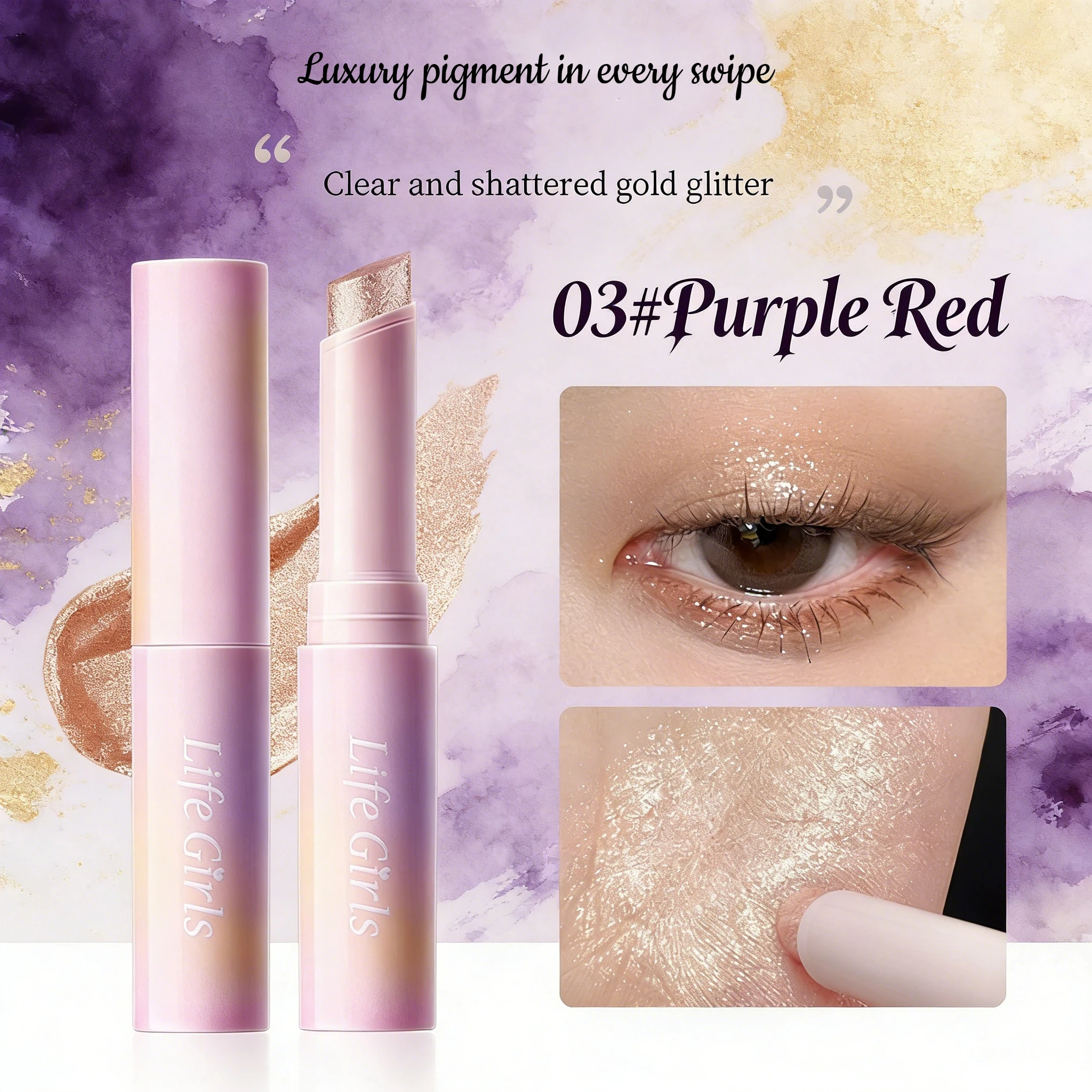 Lidschattenstift, Einzelkopf, Perlglanz, rauchiger Lidschatten, glitzernder Lidschatten, Glitzerstift, Augen-Make-up-Werkzeug