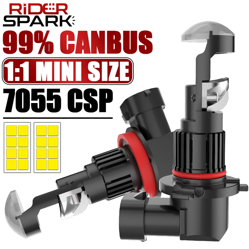 

Turbo Fan H7 Bi LED Car Light Mini Projector Lens H8 H9 H11 9005 9006 HB3 HB4 7055 CSP CHIPS 6000K 12V High Low Beam Spotlight