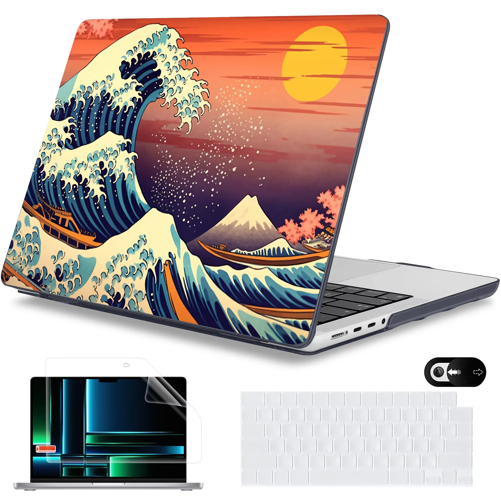 Laptop-Hülle für MacBook Air 15 M4 2025 Hülle M3 Air 15,3 13,6 Hartschale für MacBook Pro 13 14 16 M1 M2 M3 Meeresblick-Druck Schutzhülle