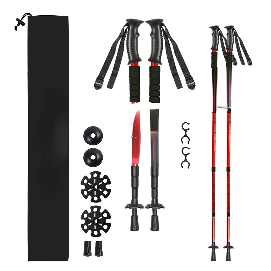 Nordic Climbing Adjustable Anti-shock Durable 6061 Aluminum Trekking Pole Outdoor Walking Retractable Hiking Stick