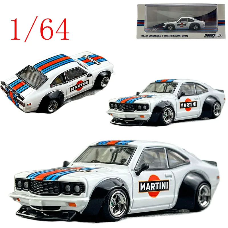 

INNO Diecast 1/64 Scale Mazda Savanna RX-3 Martini Racing Livery Alloy Car Model Toys for Boys Gift