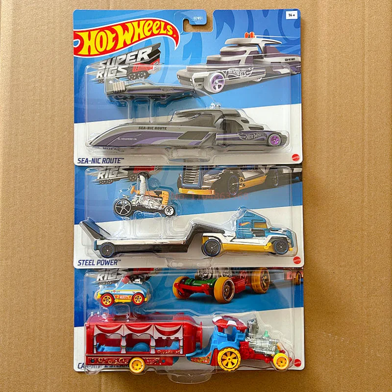 

Hot Wheels Super Rigs 1/64 Scale Diecast Set with Die-Cast Trucks Trailer And Car Model - Collectible Vehicle Toys Gift for Boys