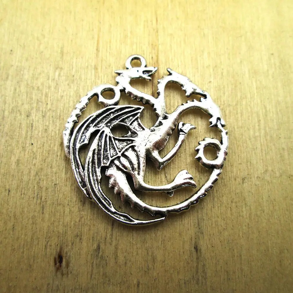 5pcs/lot 36x33mm 2 sided Lovely Flying Dragon Charms Pendant  DIY necklace/ bracelets  charms antique silver tone