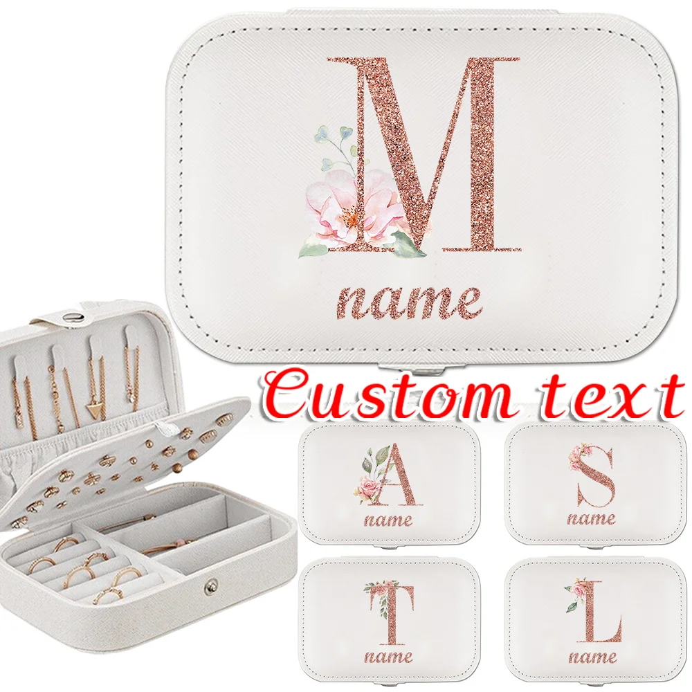 

Индивидуальное имя, коробка для хранения ювелирных изделий, двухслойный портативный органайзер для ювелирных изделий, ожерелье, серьги, модные коробки для хранения