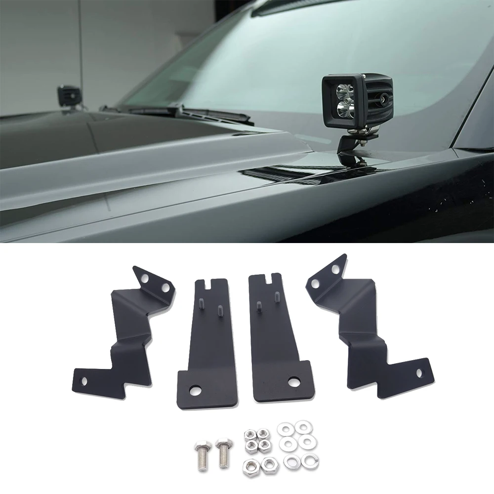 Upper Hood Hinges A-Pillar Side LED Work Light Mount brackets For 2011-2016 Ford F250/F350 Super Duty