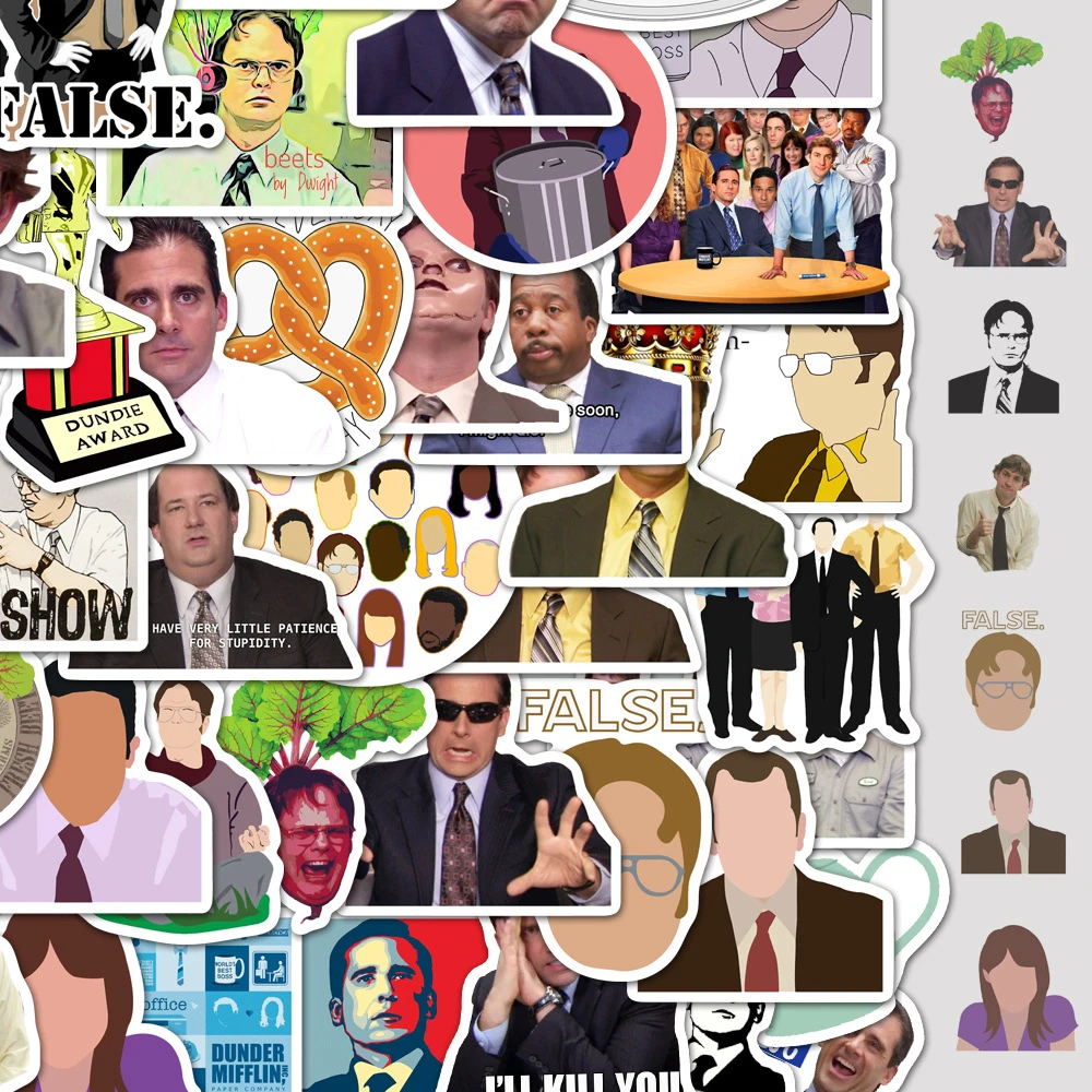 10/30/50 Uds. Serie de TV clásica pegatinas de dibujos animados de oficina para chico juguete DIY papelería maleta equipaje coche calcomanías de decoración geniales