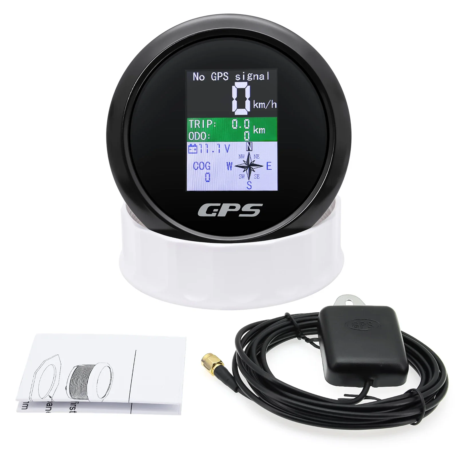 Contachilometri digitale GPS da 85mm con Antenna GPS schermo TFT voltmetro impermeabile universale per moto da barca per auto 12V 24V