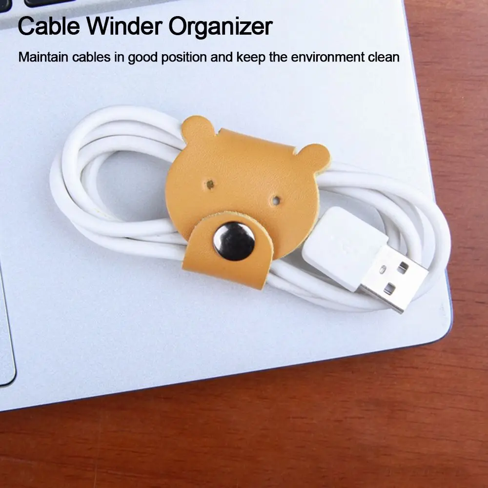 Mini Cable Winder Cartoon Leather Cord Organizer Cord Organizer Winder Tie Desktop Storage