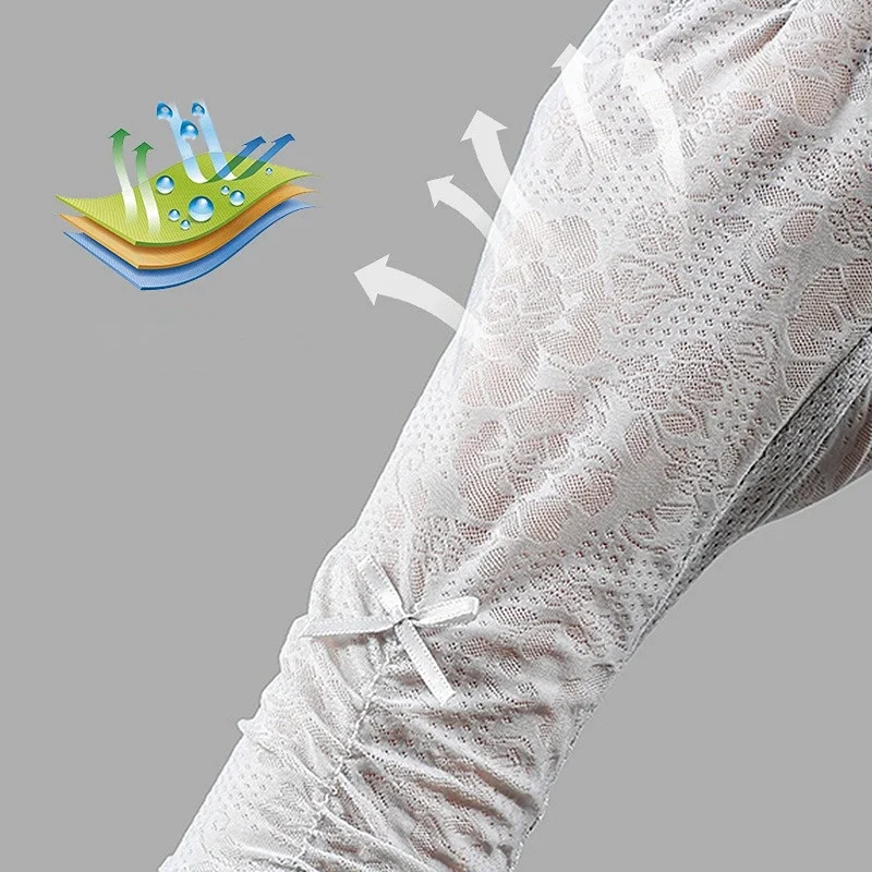 Ice Half Finger Spring Summer Thin Long Lace Outdoor Riding Driving Women\'s Sunscreen Gloves Fingerless Gloves Black Gloves