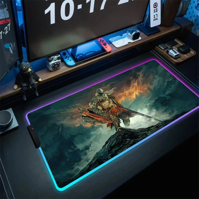 EldenS R-RingS Mouse Pad Gaming LED Mouse Mat 600x300 Mousemats Table Pads PC Kawaii Desk Mat RGB Keyboard Mat XXL