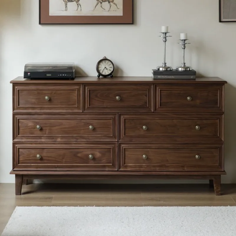 North American black walnut chest solid wood storage drawer chest bedroom living room household cherry wood cabinet