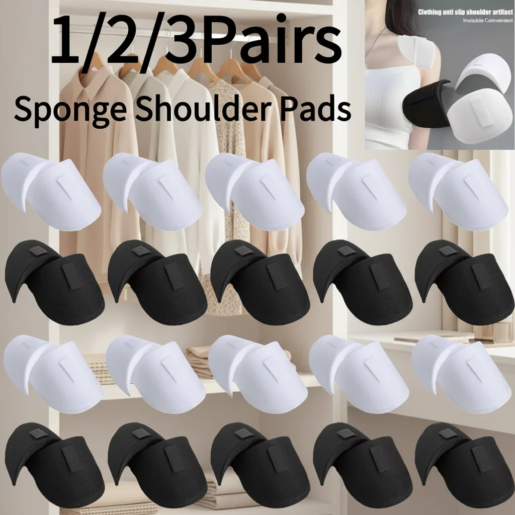 1/2/3 pares de almofadas de ombro de esponja conjunto de costura em almofadas de ombro para mulheres jaqueta masculina blazer camiseta acessórios de roupas