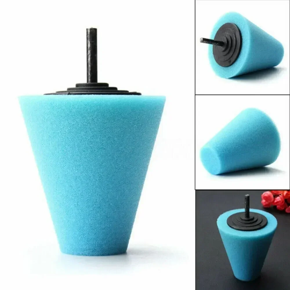 Kit di tamponi in spugna per lucidatura per trapano per auto Tamponi per lucidatura per mozzi Sfera per lucidatura a cono in metallo per la pulizia dei cerchi Strumenti per la cura dei dettagli automobilistici