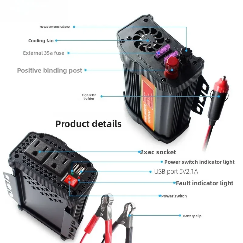 

НОВЫЙ бытовой автомобильный инвертор мощностью 600 Вт, 24 В постоянного тока в 220 В переменного тока, инвертор корректированной волны, преобразователь постоянного тока в переменный ток 1