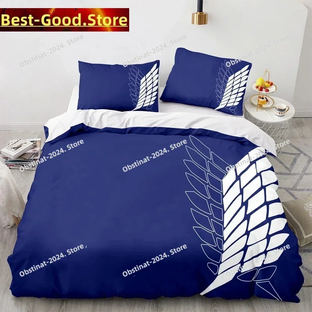 2025 Top Anime Attack on Titan 3D Printed Bedding Set Duvet Cover Pillowcase Freedom Wings Bedclothes for Boys Twin Single Size