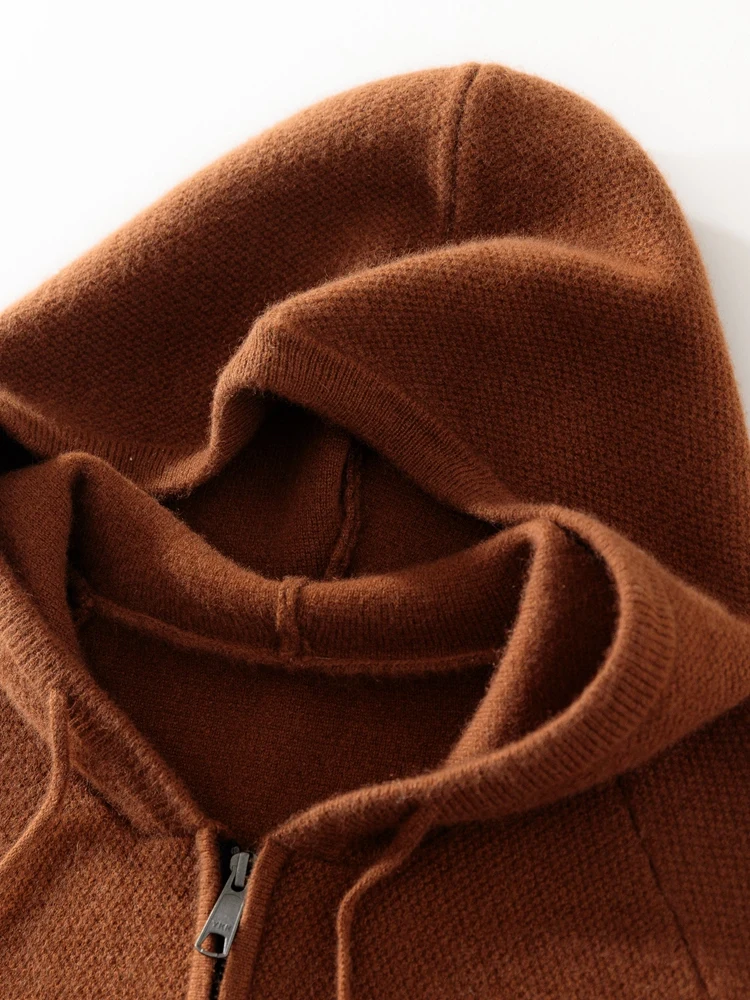 CHICUU Men's 100% Cashmere Knit Sweater Pants Set Hoodie Pullover Straight Leg Pants Autumn Winter Casual Thick Cashmere Knit