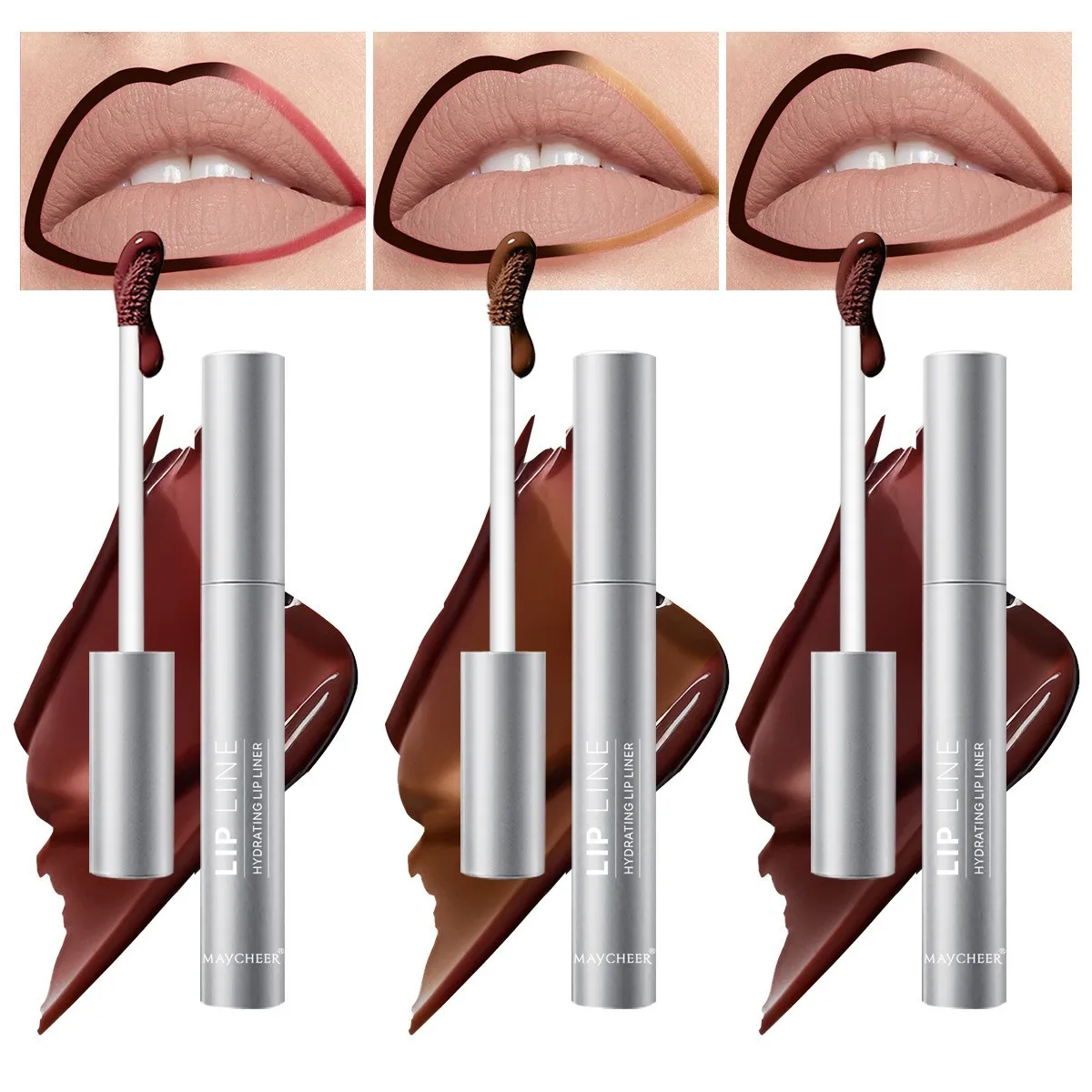 ดอกไม้รู้ Lip Liner Peel Off Tattoo Lipgloss กันน้ํา Long Lasting Matte Lip Tint สีน้ําตาล Contour Tearoff Lip Stain เครื่องสําอาง