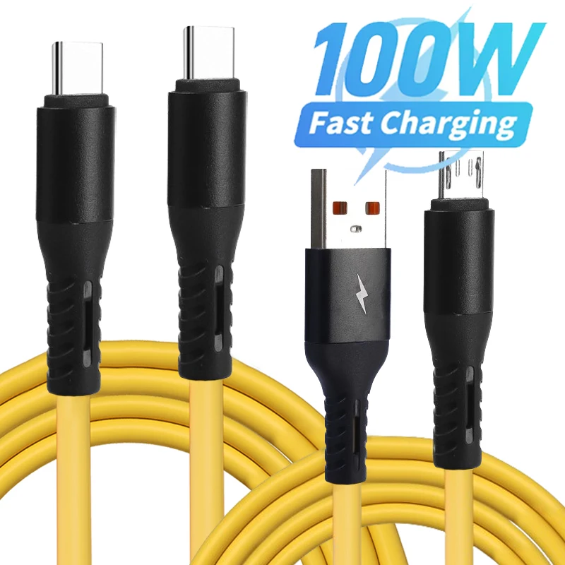 Cavo di ricarica rapido da 100 W tipo C a USB C/USB a Micro per telefono Android Tablet Laptop Linea dati USB-C Ricarica rapida