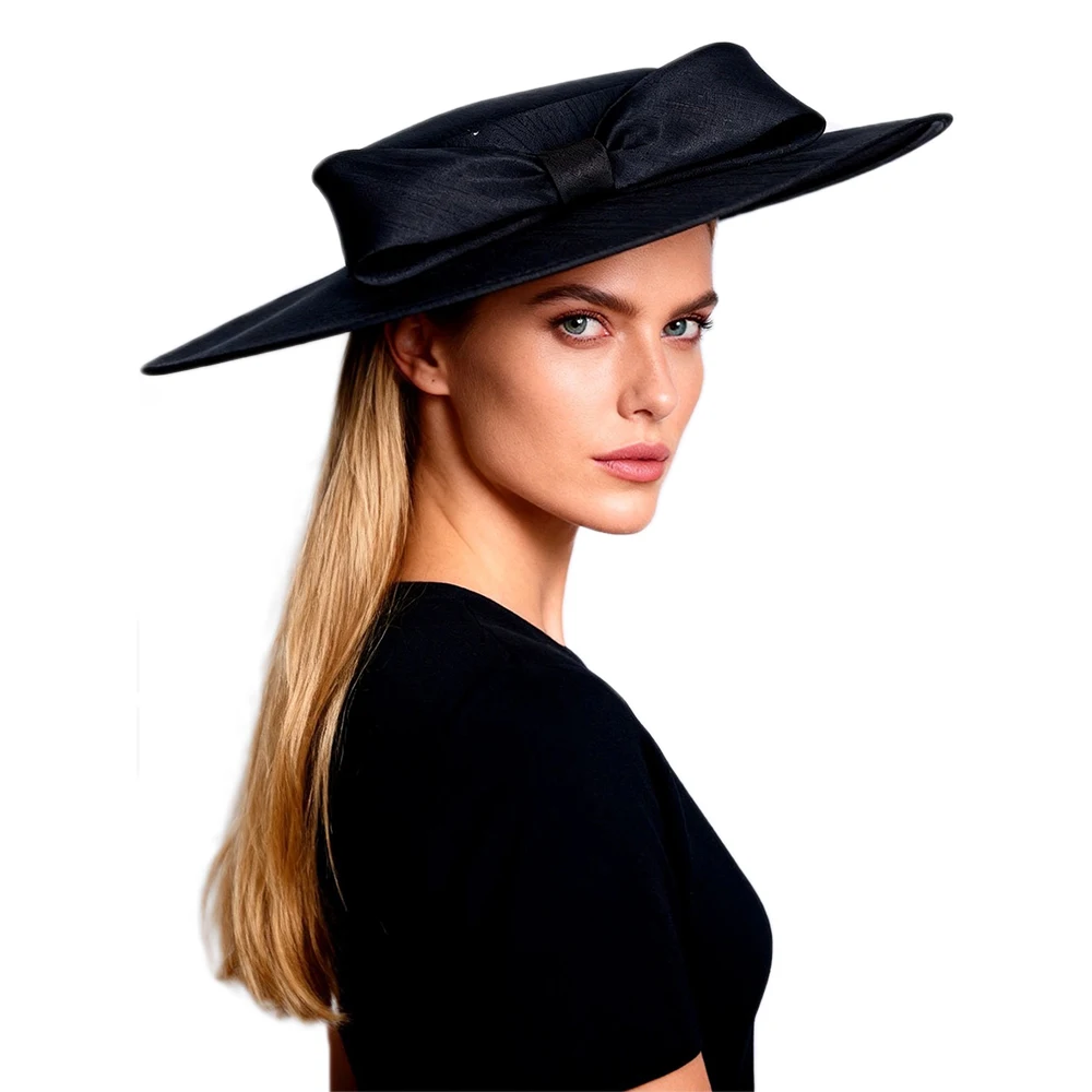 FS Summer Wide Brim Kentucky Derby Hat For Women Tea Party Fascinators Hats Red Khaki Wedding Cap With Bowknot Sombreros Mujer