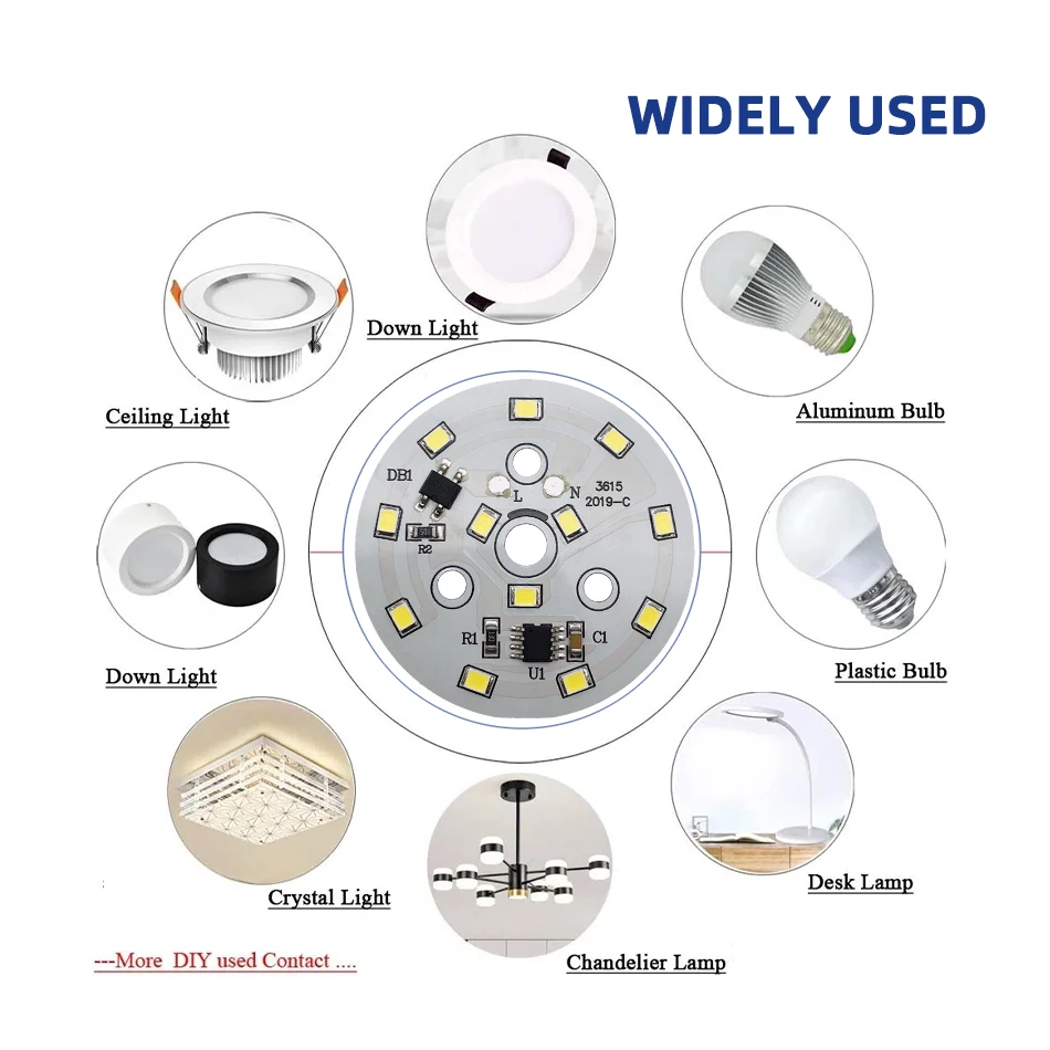 LED Chip 7W 9W 12W SMD 2835 per Downlight Round Light Beads AC 220V LED Downlight Chip Lighting Spotlight lampada da pannello in alluminio