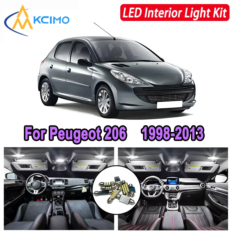 

Kcimo LED For Peugeot 206 (1998-2013) Premium Bright LED Interior Dome Map Trunk Light Kit Car Led Lamps Canbus Car LED Lights