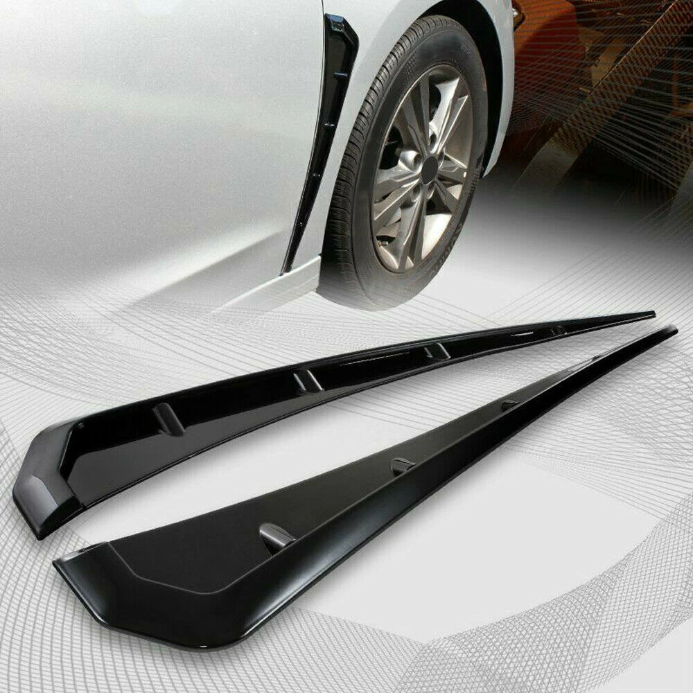 

2Pcs Glossy Black Side Fender Vent Air Wing Cover Trim Decor Car Accessories