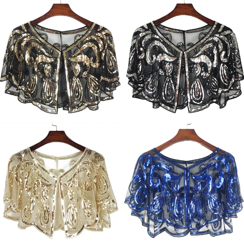 Sequined Sparking Tippet Church Prayer Shawls Beaded Sequins Flapper Party Shawls for Elegant Bridal And Party Outfits