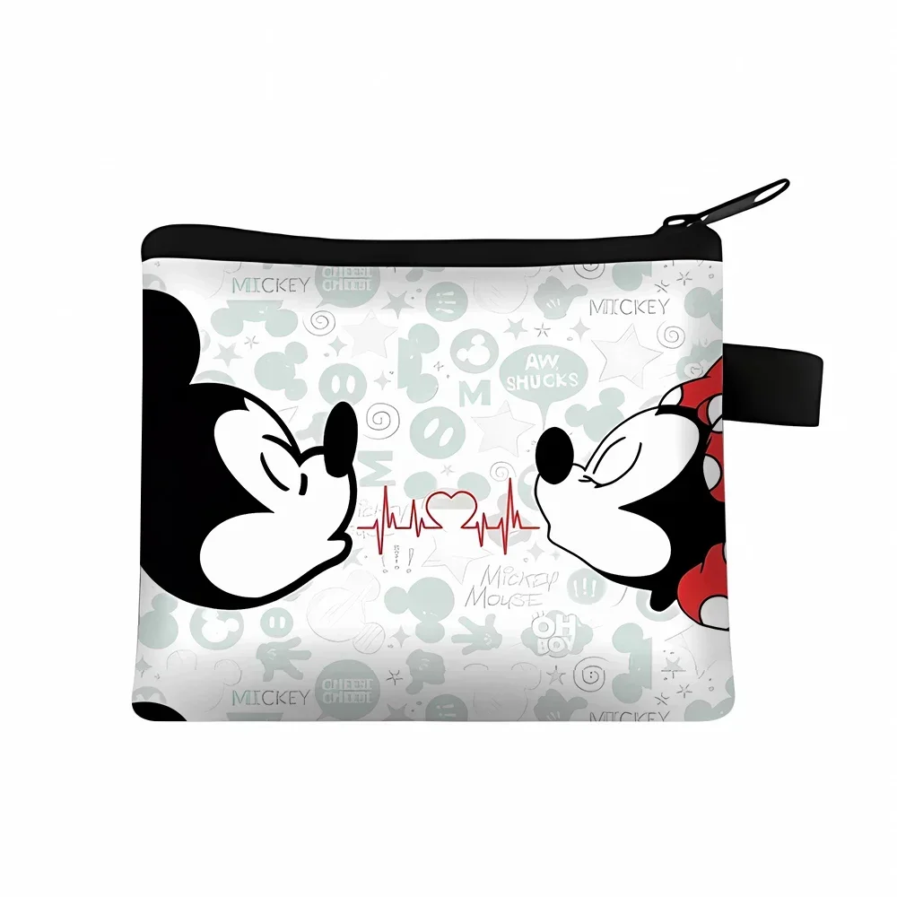 New Disney Mickey Mouse Minnie Coin Purse White Black Themed Women Cosmetic Pouch Fashion Cute Portable Toys Gifts for Children