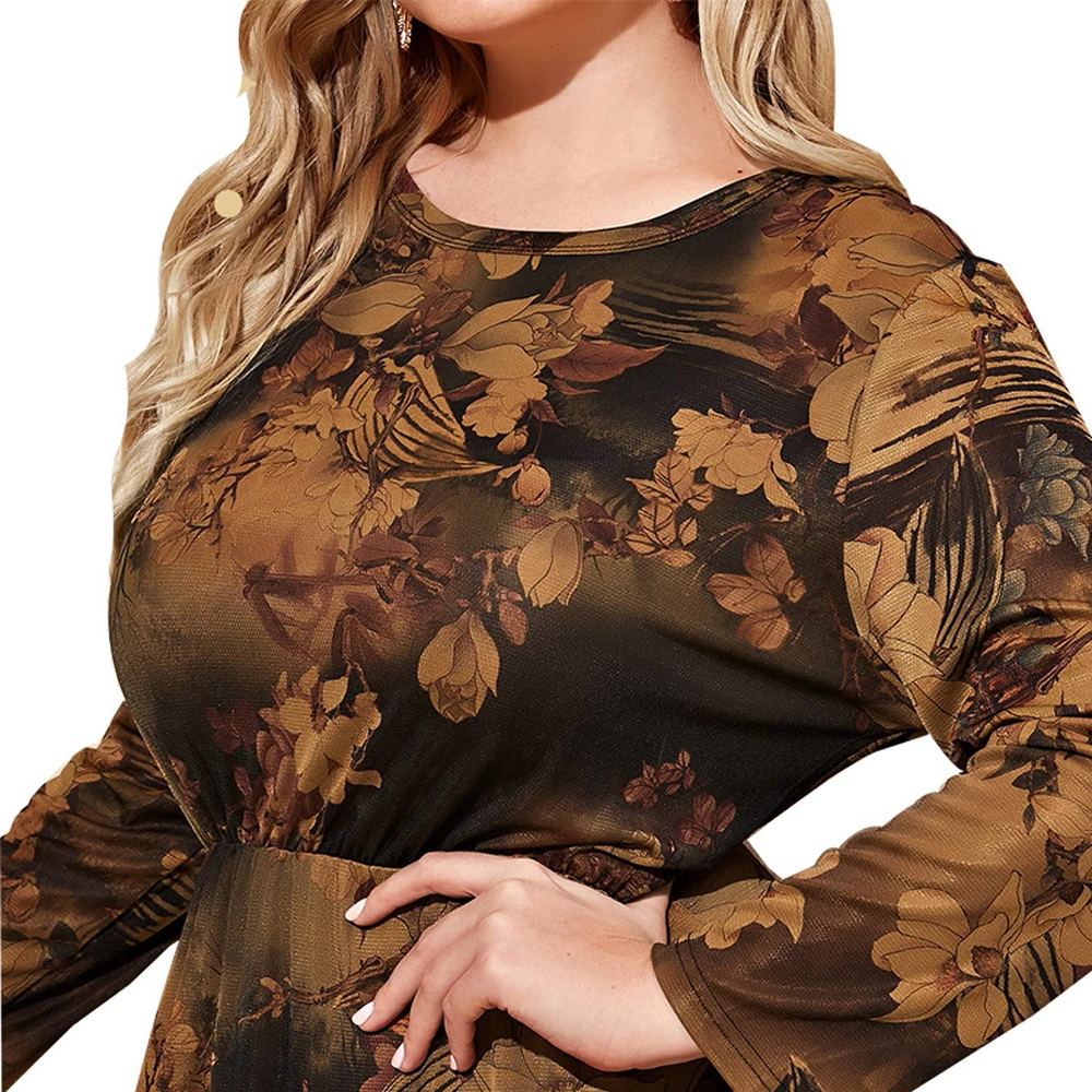 2XL 3XL 4XL 5XL 6XL Curvy Woman Clothing Dress For Ladies Of 60 Years Elegant Chubby Plus Size Women\'s Long Dresses In Promotion