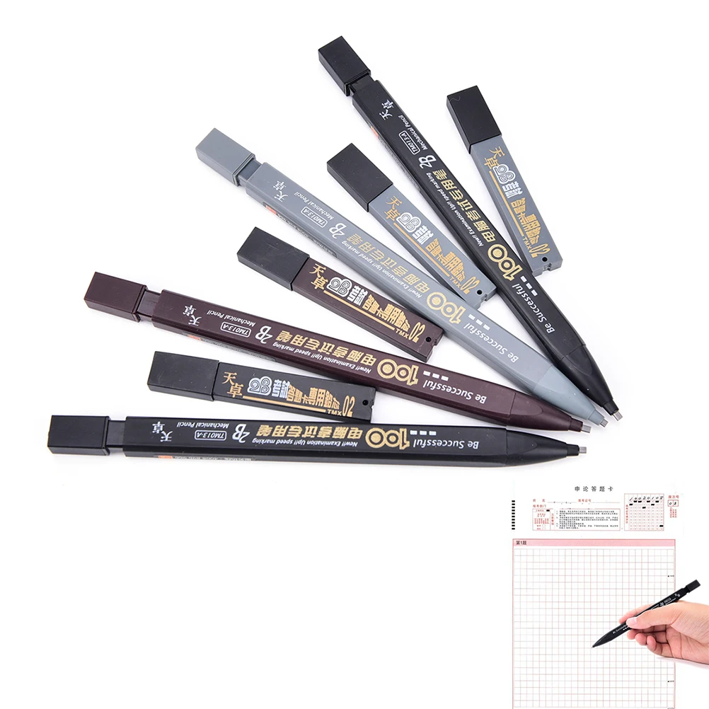 2B Black Lead Holder Exam Mechanical Pencil With Lead Refill Set Office Supplies