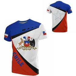 Summer Chilean Flag Badge T-shirt 3D printed street wear men's and women's casual fashion oversized O-neck T-shirt top clothing