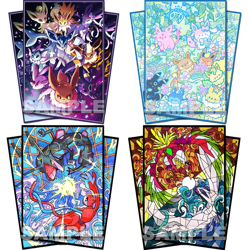 

60pcs/set Deoxys Rayquaza Eeveelution Card Sleeve PTCG Anime Game Collection Card Protective Cover Gift Toys 67X92Mm