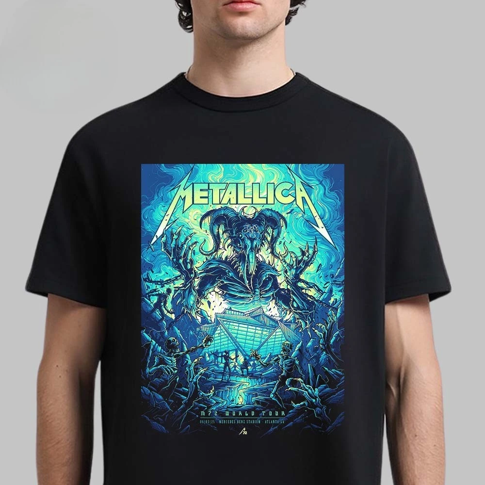 تي شيرت Metallica M72 Atlanta 2025 منبثق في أتلانتا جورجيا في ملعب مرسيدس بنز في 3 يونيو 2025 للجنسين #1