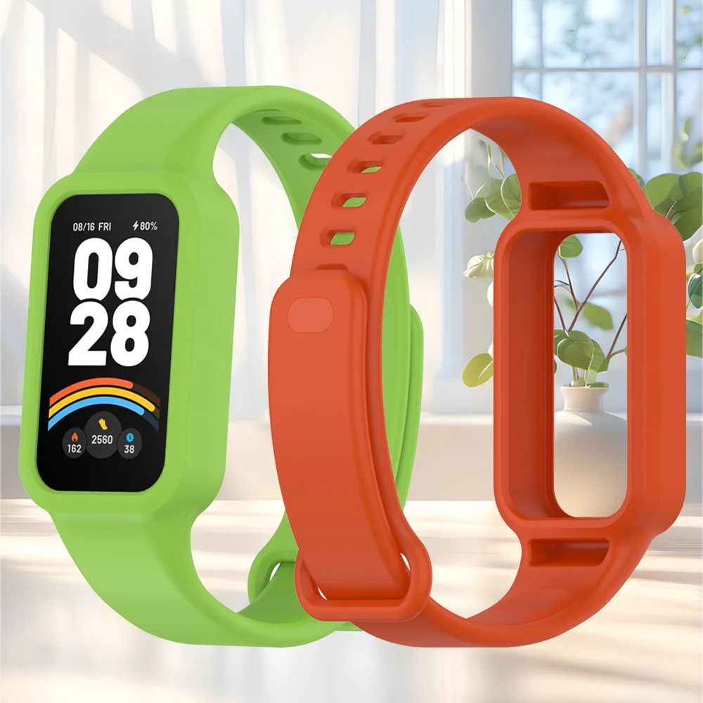 Sports Soft Silicone Strap for Xiaomi Band 9 Active Smartwatch All-inclusive Bracelet Wristband Redmi Band 3 Correa Accessories