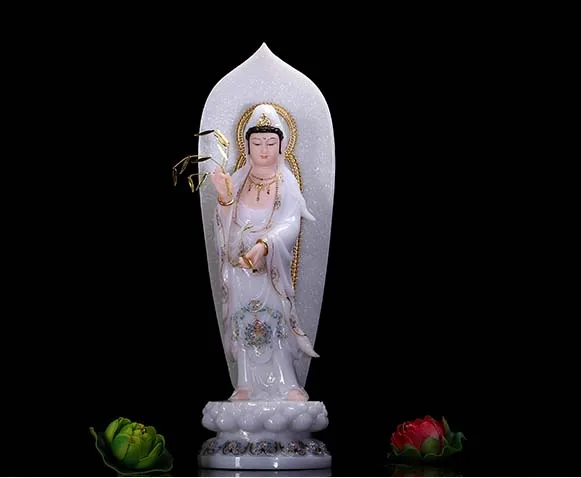 

48CM large Buddhism figure jade Goddess Guan yin GOD Avalokitesvara buddha Asia HOME Prosperity FENG SHUI statue