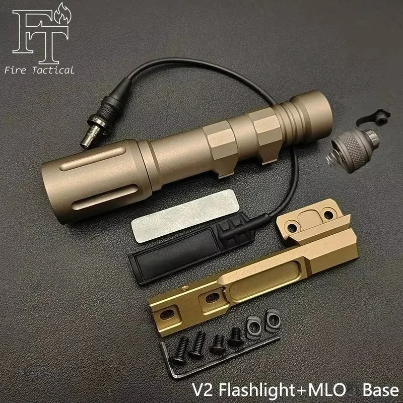Tactical V2 Flashlight Set 1000/1300LM Powerful LED with M-System/20MM Hunting Scout Light Mount and SF Plug Pressure Switch