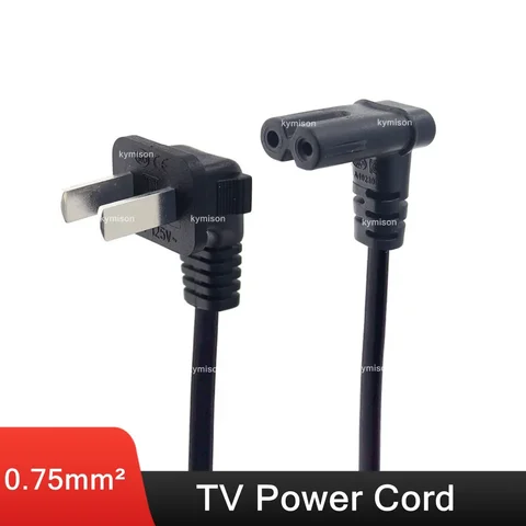 Cable de alimentación Universal IEC 320 C7 a enchufe de 2 pines para Samsung TCL TV, Cable de extensión C7 en ángulo recto de 90 grados a 2 pines, 0,5 m/1m/2m