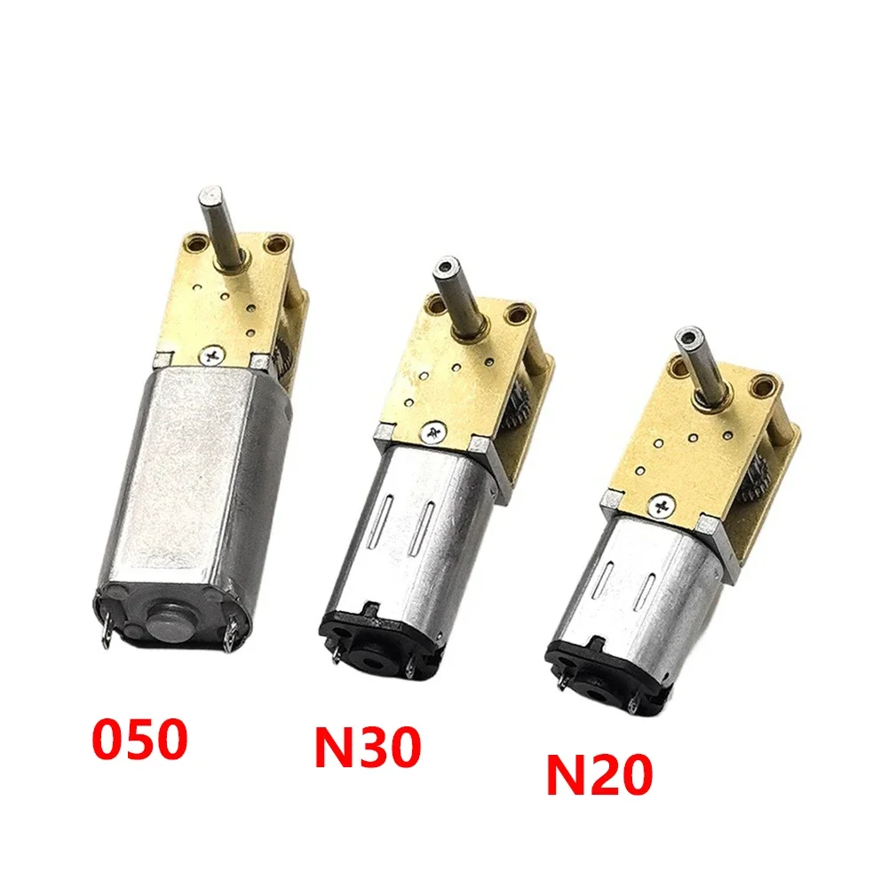 1pc Mini 050 N30 N20 Worm Gear Motor DC3V-12V 4-762rpm Slow Speed  All Metal Gearbox T-shaped Dual Shaft Motor DIY toy car robot