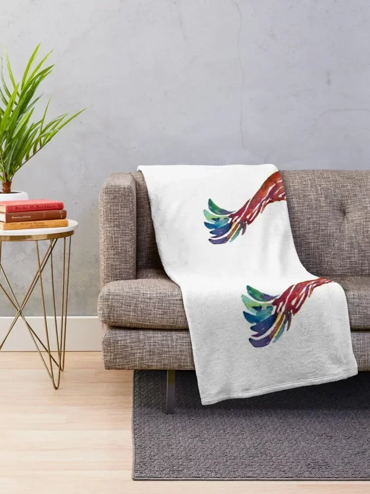 Watercolor Fossil Anomalocaris in Rainbow Throw Blanket Soft Big Luxury St Plaid on the sofa Blankets