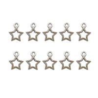 10Pcs Retro Silver Color 12*10mm Hollow Star Pendant Charm for Necklace Earring Bracelet Making DIY Jewelry Accessory Finding